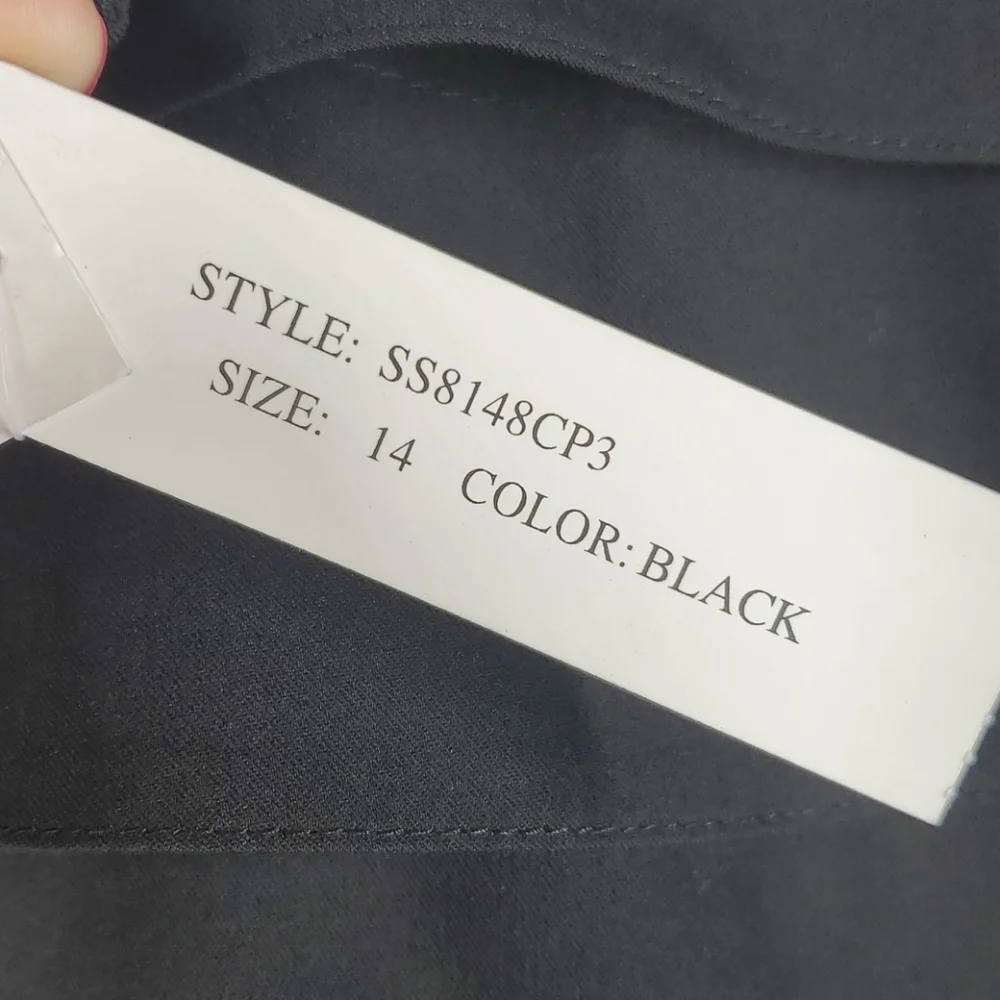 Larry Levine Black Tiered Ribbon Pencil Skirt Career Office Size 14 NWT - Picture 6 of 11